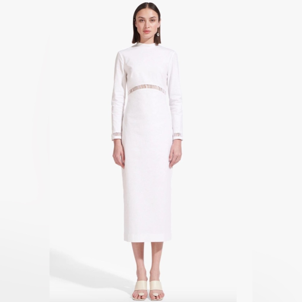STAUD White Long Sleeve Dress